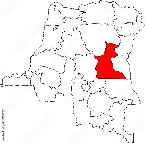 A vector map of the Democratic Republic of Congo highlighting the Maniema province. Perfect for data visualization, reports, and presentations.

