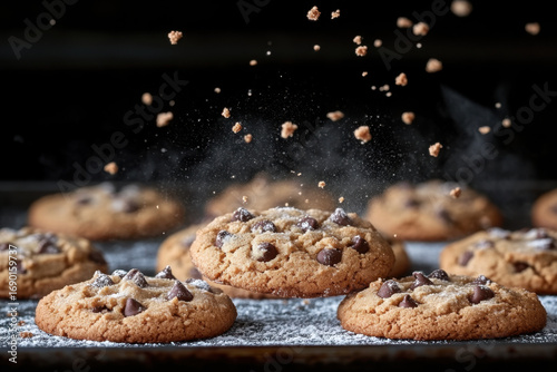 Chocolate chip cookies with abundant chocolate chips.