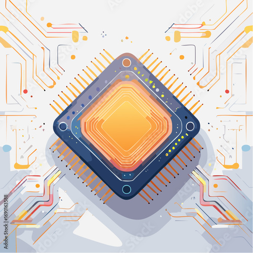 Abstract Circuit Board Microchip Graphic