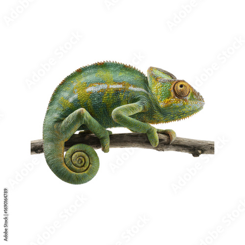 Veiled Chameleon on Branch, Close-up Profile