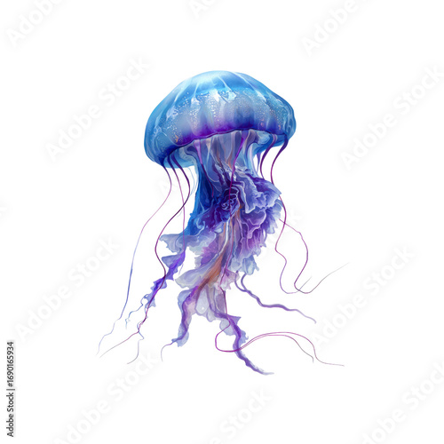 Majestic Purple and Blue Jellyfish - Underwater Elegance