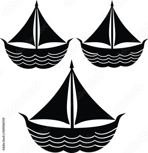Boat  silhouette vector arts