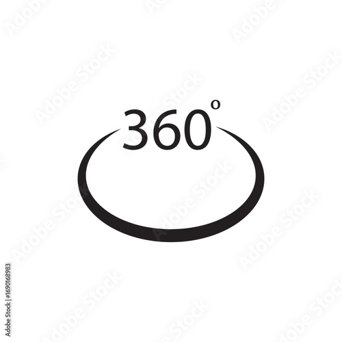 360 degrees icon. Round icon. Full rotation
