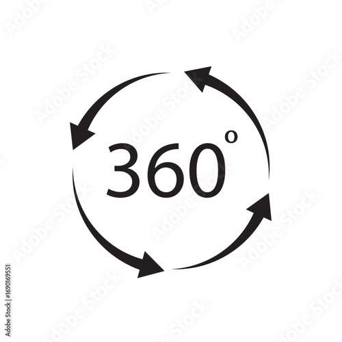 360 Icon. 360 degree view symbol. Vector illustration. Eps 10.
