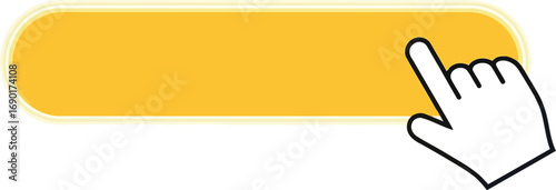 Vector vector art of yellow button with a cursor hand clicking transparent background