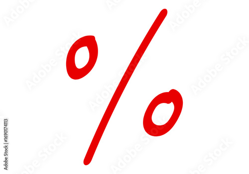 Icono de porcentaje hecho con trazado rojo