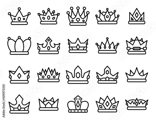 crowns collection. crowns vector icons. isolated on white background. crowns in silhouette style. vectors