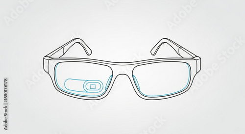Modern smart glasses with augmented reality display, sleek design for tech-savvy professionals, showcasing innovation and future technology