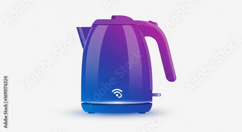 Modern smart kettle design with vibrant blue and purple gradient, perfect for home and lifestyle technology concepts, illustrating innovation and convenience
