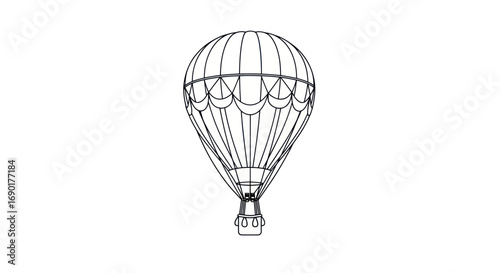Detailed Line Art Illustration of a Hot Air Balloon.