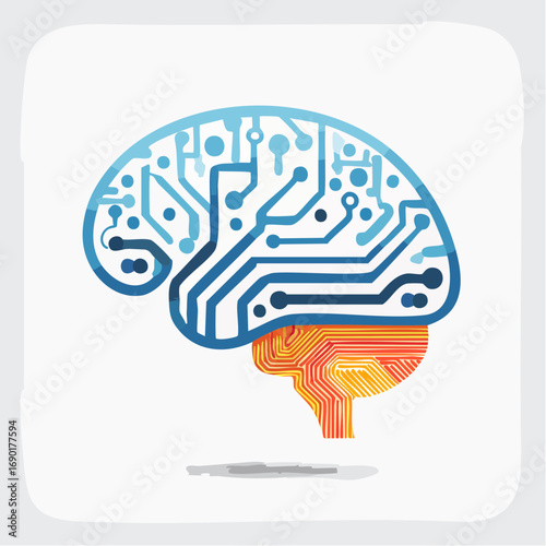 Abstract Brain Circuit Illustration