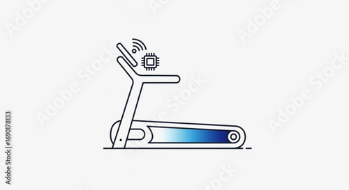 Modern smart treadmill design with integrated technology and wireless connectivity, perfect for fitness apps and tracking workouts in a sleek, minimalist style