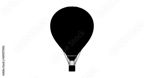 Silhouette of a classic hot air balloon with basket.