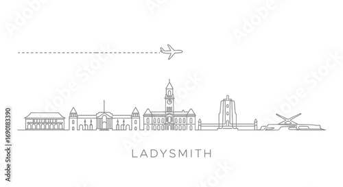 Ladysmith with South Africa Skyline Illustration Travel, and Tourism Concept.