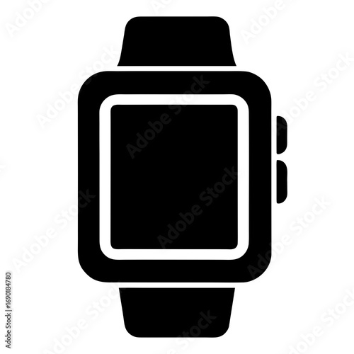 Smartwatch Black Silhouette Vector Icon on White Background