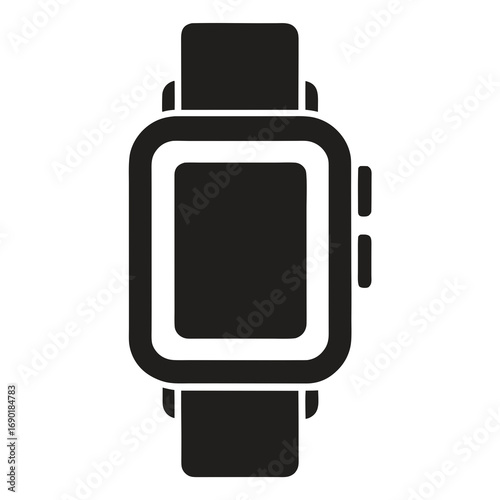 Smartwatch Black Silhouette Vector Icon on White Background