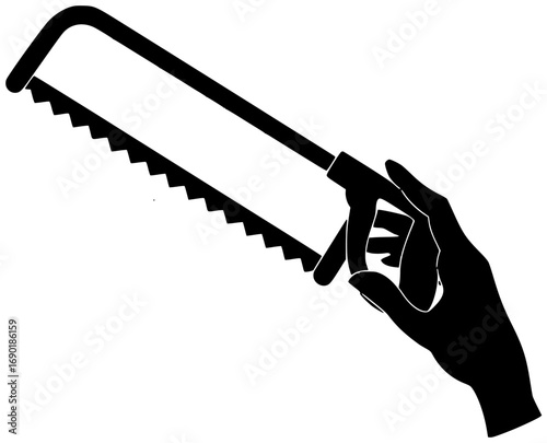 blade illustration tool silhouette equipment logo saw icon work outline hacksaw cut metal construction industry steel industrial wood carpentry shape job vector graphic background