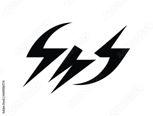 Dynamic black lightning bolt symbols abstract power energy and speed icon graphics