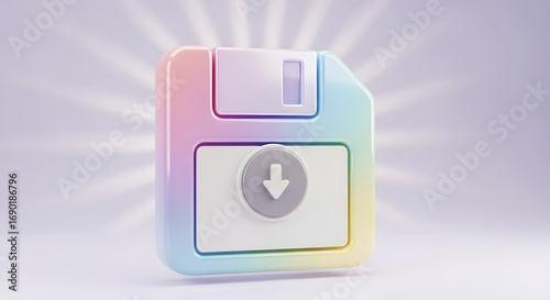 Floppy Disk Download Icon with Rainbow Border
