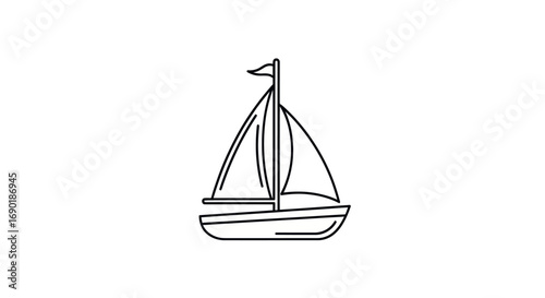 Simple Outline Illustration of a Sailing Vessel.