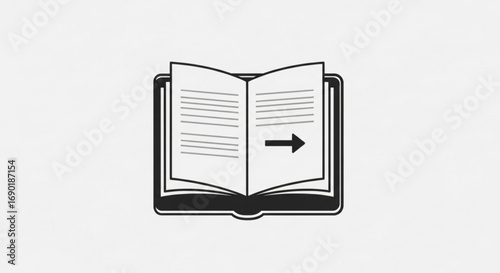 Open book icon with forward arrow symbolizing progress, next step, or continued learning in a clean, modern style for educational or business presentations