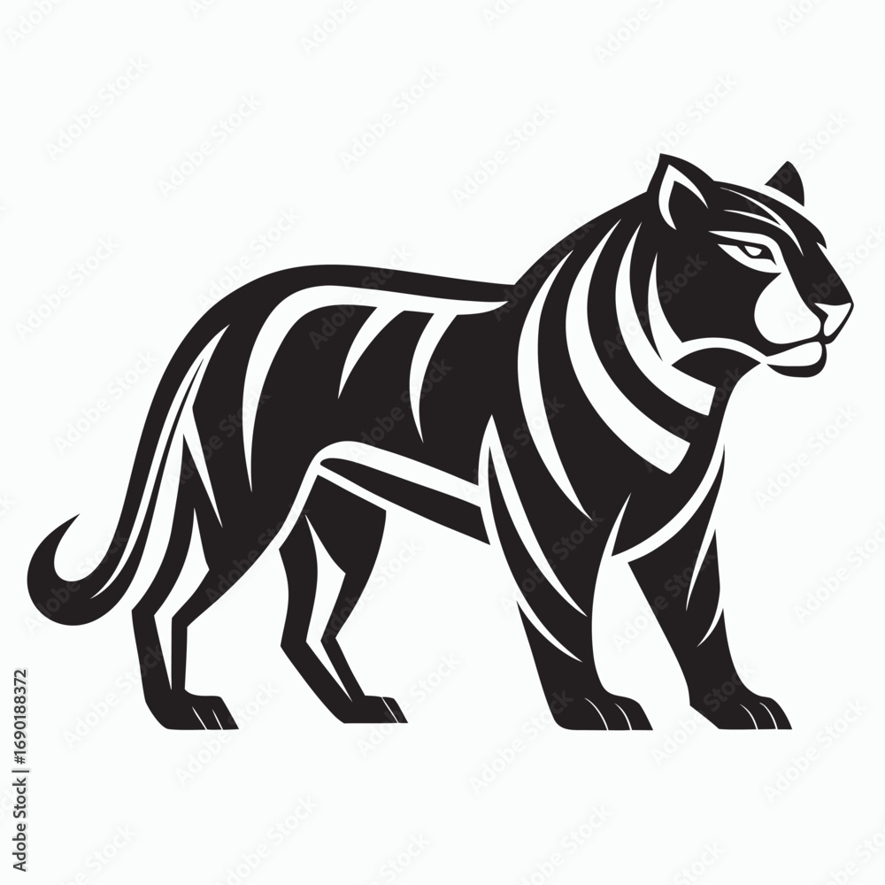 Fototapeta premium Walking Tiger Silhouette