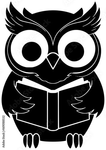animal illustration owl silhouette education logo bird icon glasses outline cute character school teacher wisdom wise cartoon study smart shape for vector graphic background