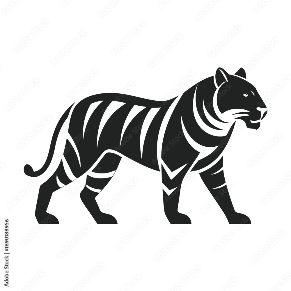 Fototapeta premium Walking Tiger Silhouette