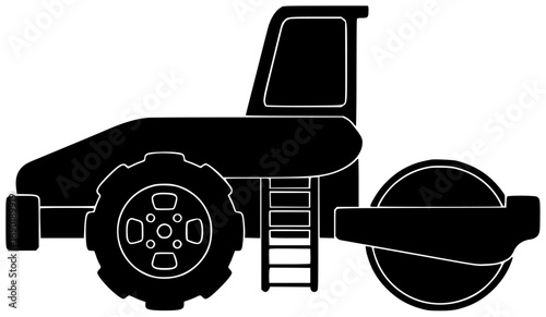 bulldozer illustration forklift silhouette excavator logo loader icon construction outline telehandler machine backhoe heavy tractor vehicle industry set hydraulic shape or vector graphic background
