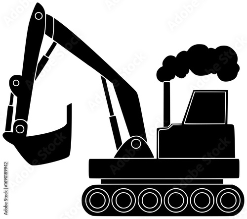 bulldozer illustration forklift silhouette excavator logo loader icon construction outline telehandler machine backhoe heavy tractor vehicle industry set hydraulic shape or vector graphic background