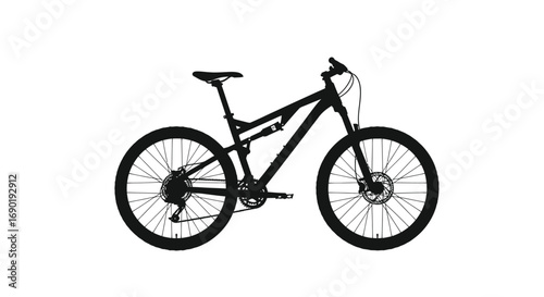 Black silhouette of a full-suspension mountain bicycle.
