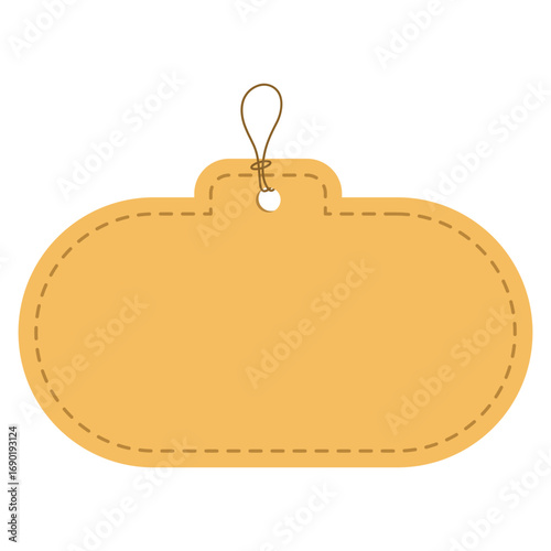 Sales tags hung with string badges. Paper sales tags. Hanging Sales Signs.