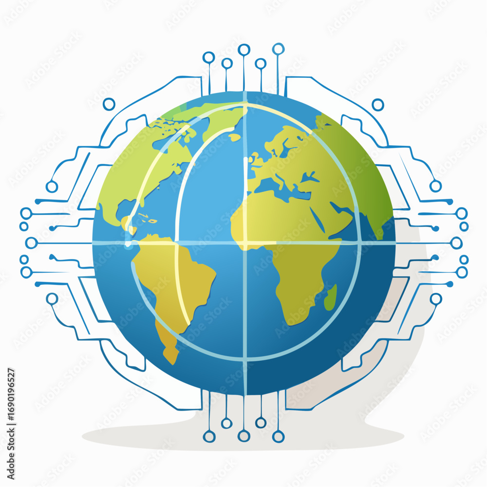 Fototapeta premium Global Network World Map