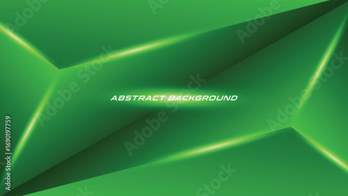 Abstract Green Geometric Background with Light Effects and Futuristic Design