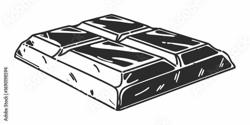 A hand drawn illustration of a chocolate bar with segments ready to be broken off and eaten as a snack