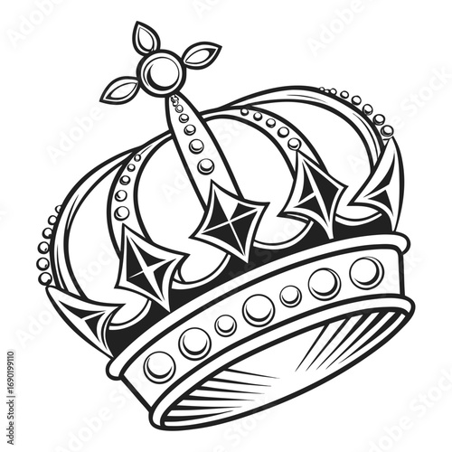 Royal crown with gems and cross vector illustration