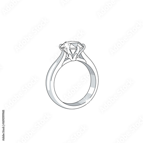 Elegant solitaire diamond engagement ring with tapered shank and high setting