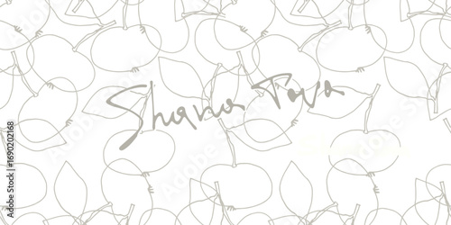 Rosh Hashana greeting vector background. Wishing Happy New Year in Hebrew. Hand-lettered text decorated with hand drawn pomegranate branch. Isolated on the white