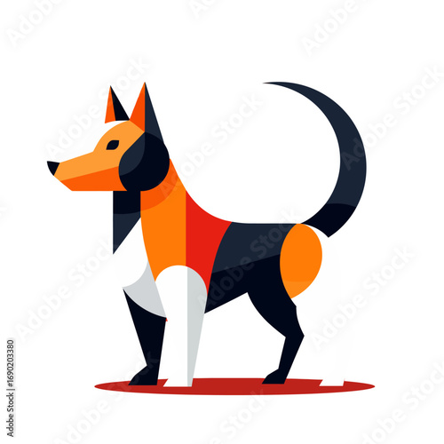 Geometric Dog Illustration A Vibrant and Stylish Artwork Featuring a Colorful Canine Design on a Clean Background