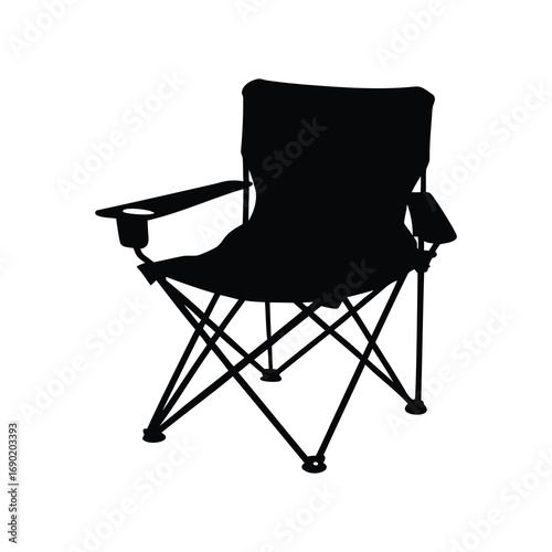 Silhouette of a Portable Camping Chair, Comfortable and Convenient Seating Solution, foldable camping chair silhouette vector illustration