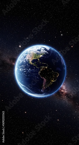 Earth View From Space with Stars and Milky Way