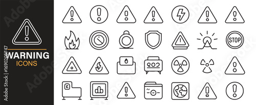 Vector alert and emergency icons collection for risk prevention and hazard design