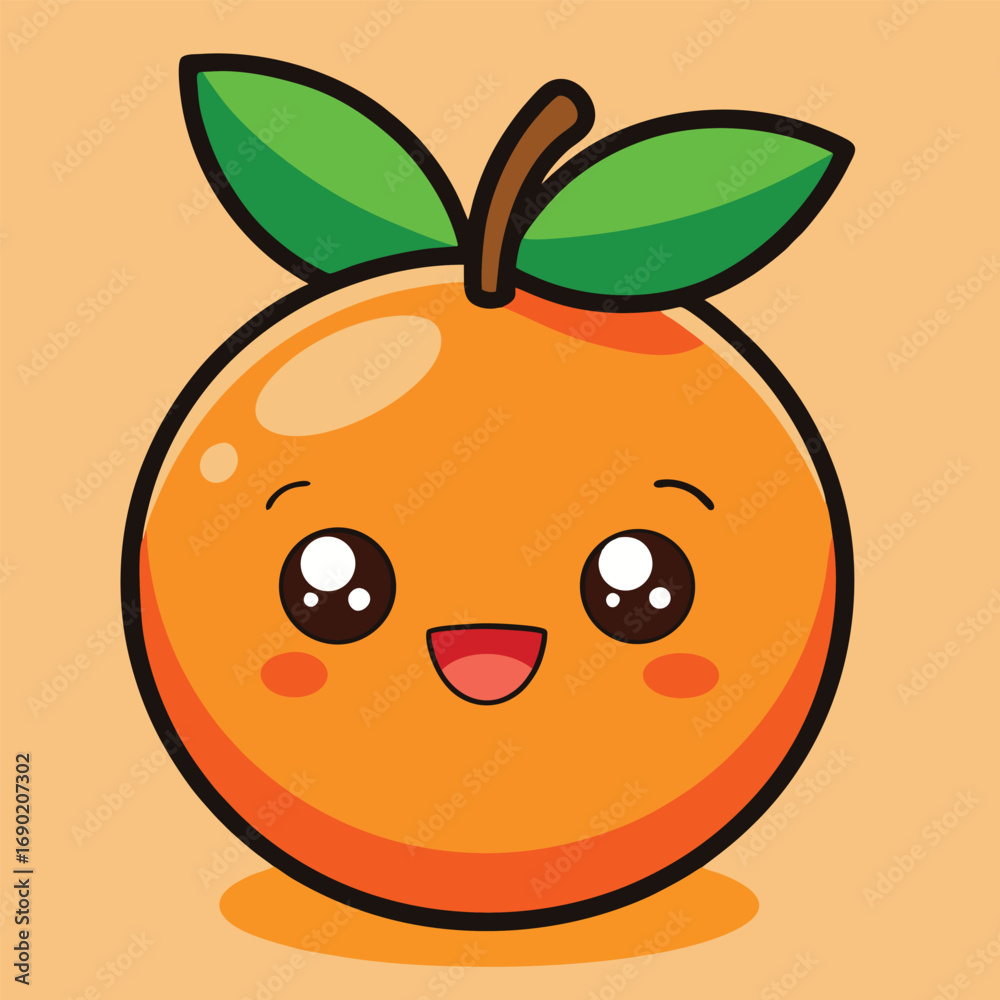 Obraz premium design logo icon vector cartoon mascot character orange