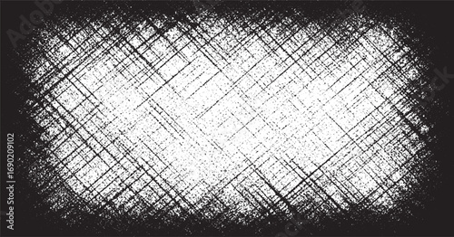 Distressed abstract grunge texture with diagonal lines speckles on black background