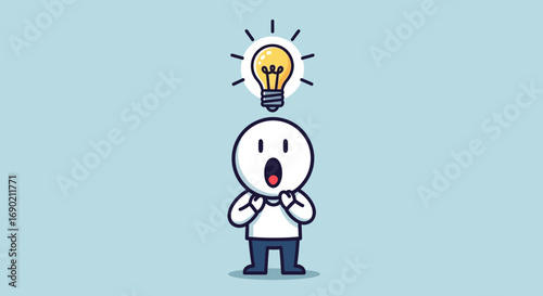 Conceptual illustration of a character experiencing a sudden breakthrough idea, symbolized by a glowing lightbulb