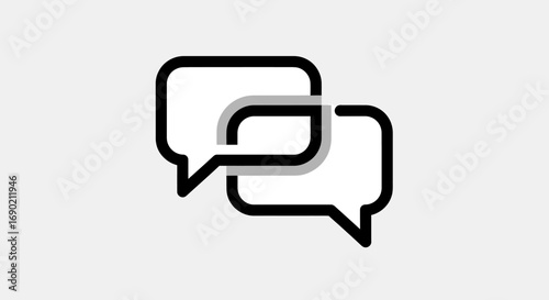 Two overlapping speech bubbles, symbolizing conversation, discussion, and communication