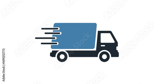 Moving truck icon indicating fast delivery and logistics services for shipping and transport