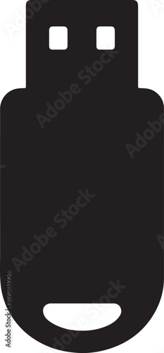 Black silhouette of a usb flash drive with usb text