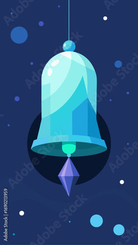 Illustration of a hanging blue bell shape