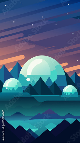 Landscape with domes and starry sky art